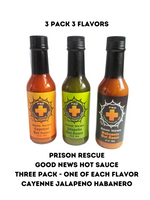 Prison Rescue Good News Hot Sauce - 3 Pack - 3 Flavors